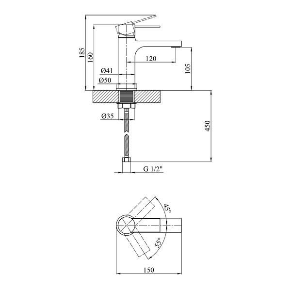 Смеситель для раковины Kroner KRP Basis - C010 CV024300 фото