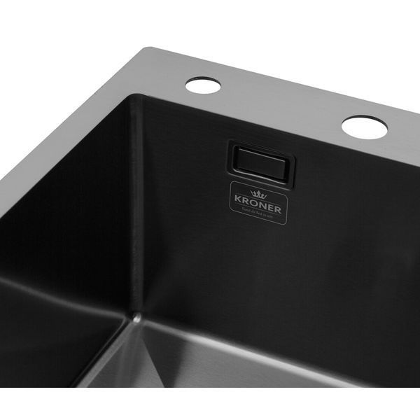 Комплект кухонної мийки Kroner KRP Schwarze 6350LHM PVD ST06 nero SL42179 фото