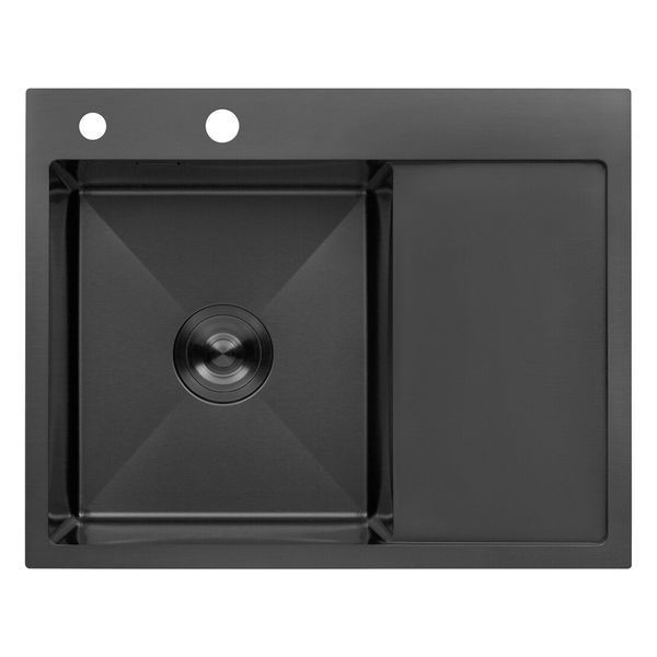 Комплект кухонної мийки Kroner KRP Schwarze 6350LHM PVD ST06 nero SL42179 фото