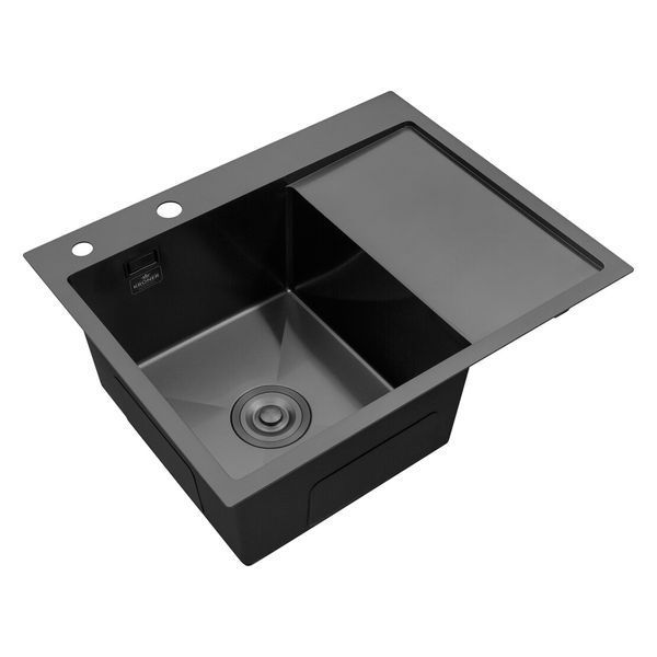Комплект кухонної мийки Kroner KRP Schwarze 6350LHM PVD ST06 nero SL42179 фото