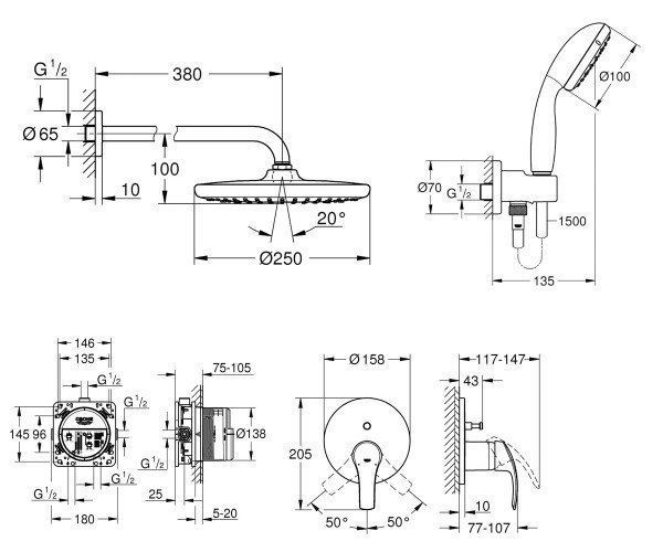Душова система Eurosmart (26416SC3), Grohe 26416SC3 фото