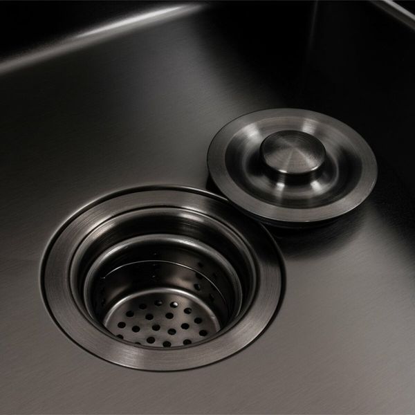 Кухонная мойка черная 60*45 PVD Platinum Handmade (сифон круглый, 3.0/1.5) 45352 фото