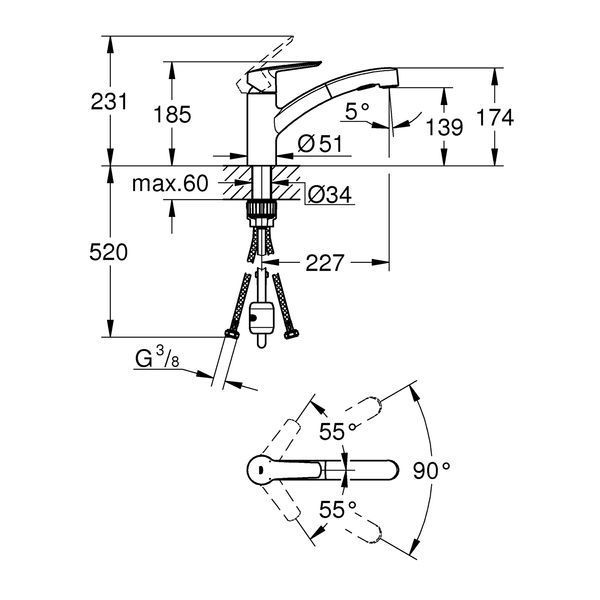 Змішувач для кухні Grohe QuickFix Start 30531001 CV030586 фото