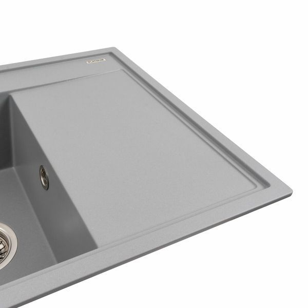 Гранітна мийка для кухні Platinum 7950 AZURIT матовий Сірий металік 41071 фото