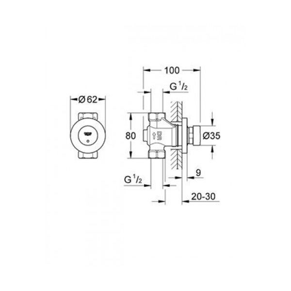 Нажимной автоматический вентиль Grohe Euroeco Cosmopolitan T 36268000 CV036235 фото