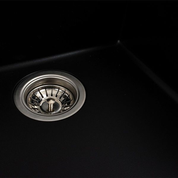 Комплект кухонной мойки Platinum 4040 RUBA матовый черный pl74599 фото
