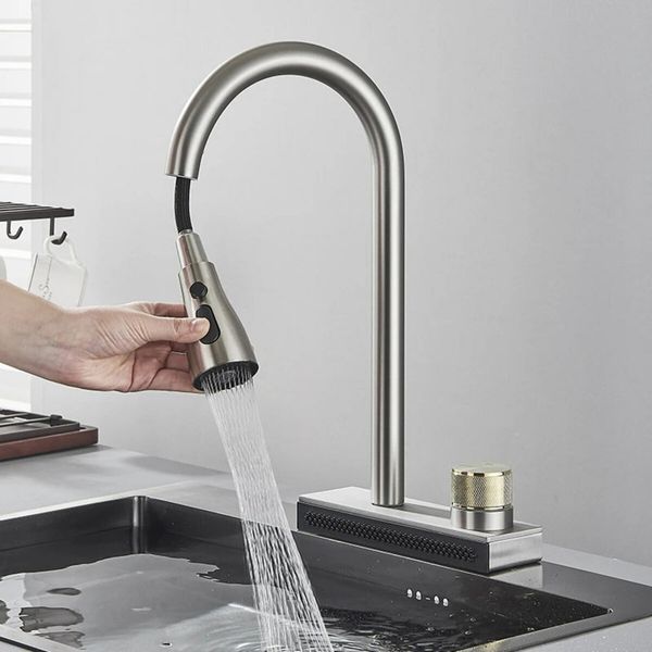 Комплект кухонной мойки 580Х430Х220 Platinum со смесителем водопад pl62351 фото