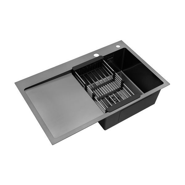 Кухонная мойка Kroner KRP Schwarze - 7849RHM PVD (3.0/1.0 мм) CV025279 фото