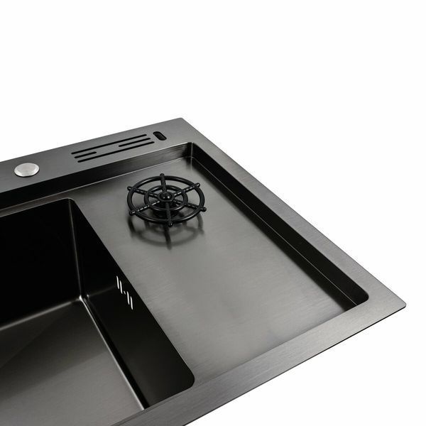 Комплект кухонной мойки 780x460x210 PVD Platinum со смесителем водопад pl42238 фото