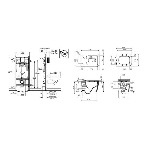 Комплект 4 в 1: Инсталляция Grohe Rapid SL 3 в 1 38772001 + Унитаз безободковый Kroner Eifel WHI523629 RIMLESS с сиденьем Slim Duroplast / Soft-close / Quick relase KE523629WHIR (38772001KE523629) CV033825 фото