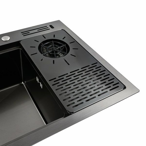 Комплект кухонной мойки 780x460x210 PVD Platinum со смесителем водопад pl42238 фото