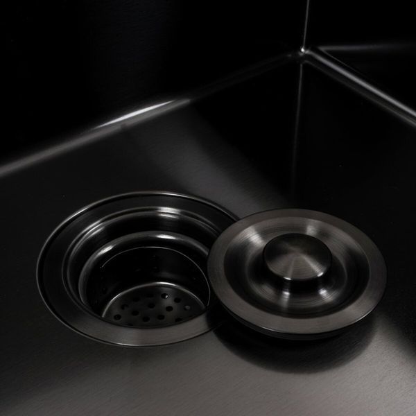 Кухонна мийка 50*50 PVD чорна Platinum Handmade (сифон круглий, 2.0/0.5) 44300 фото