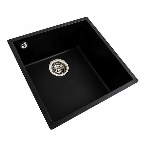 Комплект кухонной мойки Platinum 4040 RUBA матовый черный pl74599 фото