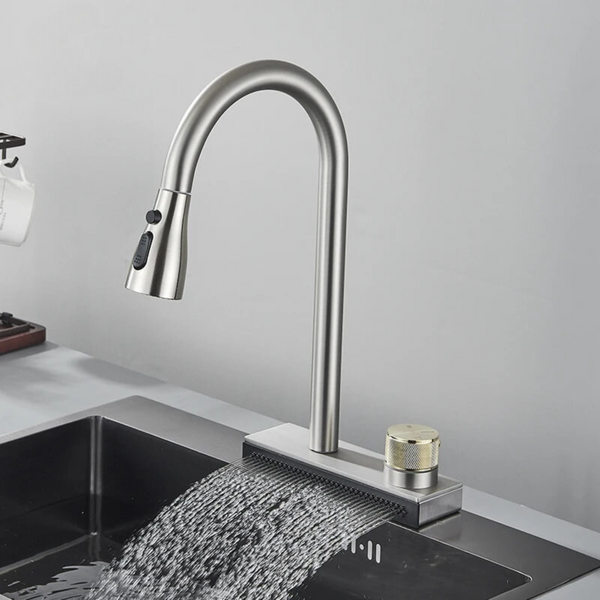 Комплект кухонной мойки 580Х430Х220 Platinum со смесителем водопад pl62351 фото