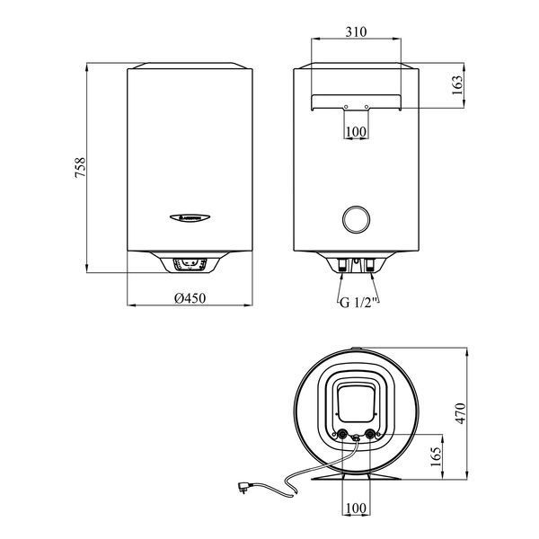 Водонагреватель Ariston PRO1 R 80 V 1,8K PL DRY HEATER с сухим ТЭНом 3201855 CV034097 фото
