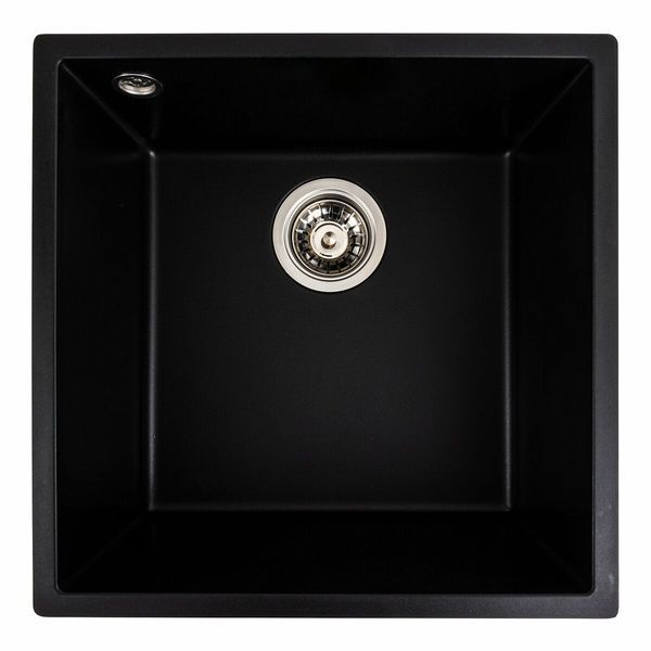 Комплект кухонной мойки Platinum 4040 RUBA матовый черный pl74599 фото