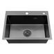 Комплект кухонної мийки Kroner KRP Schwarze 58х43HM PVD ST08 Grafite SL44648 фото 4
