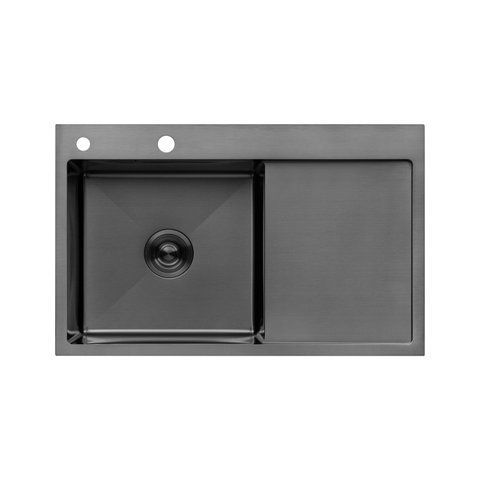 Кухонная мойка Kroner KRP Schwarze - 7849LHM PVD (3.0/1.0 мм) CV025278 фото
