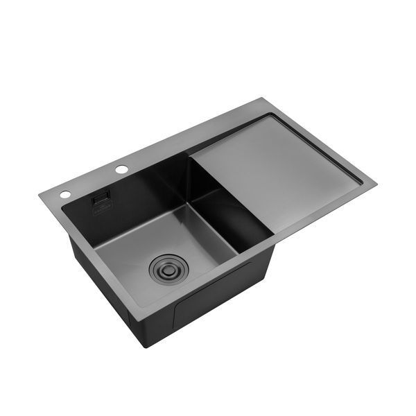 Кухонная мойка Kroner KRP Schwarze - 7849LHM PVD (3.0/1.0 мм) CV025278 фото