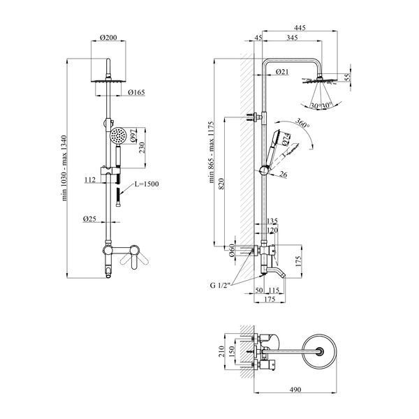 Душова система Agua Elposo - INOX064 CV035463 фото