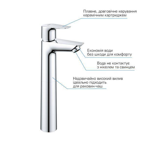Смеситель для раковины Grohe QuickFix StartEdge XL-Size 23777001 с донным клапаном CV030592 фото