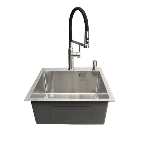 Комплект кухонної мийки Kroner KRP Geb&uuml;rstet 50х50HM ST04 BLK SL43479 фото