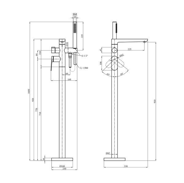 Змішувач для ванни Kroner Element 211339-0101 CV035960 фото