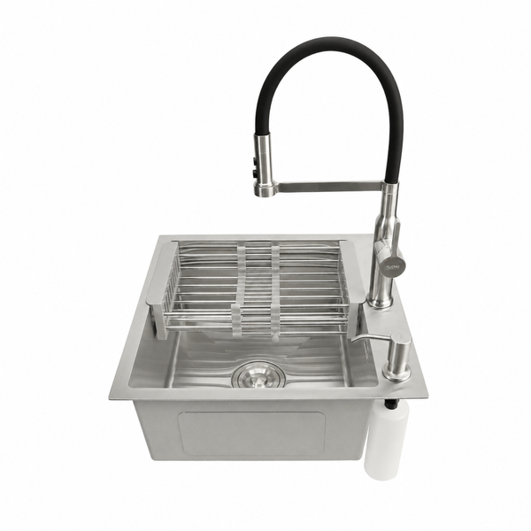 Комплект кухонной мойки Kroner KRP Geb&uuml;rstet 50х50HM ST04 BLK SL43479 фото