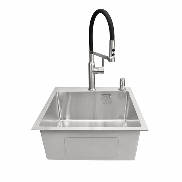 Комплект кухонной мойки Kroner KRP Geb&uuml;rstet 50х50HM ST04 BLK SL43479 фото