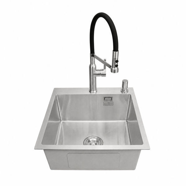 Комплект кухонной мойки Kroner KRP Geb&uuml;rstet 50х50HM ST04 BLK SL43479 фото