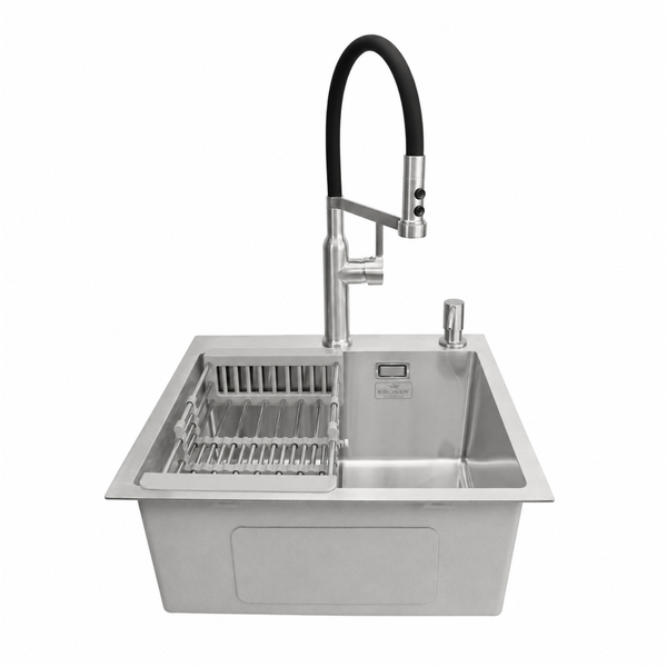 Комплект кухонной мойки Kroner KRP Geb&uuml;rstet 50х50HM ST04 BLK SL43479 фото