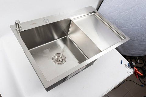 Кухонна мийка СМ 78*50 L нержавійка Platinum Handmade (круглий сифон 3.0/0.8) 44563 фото