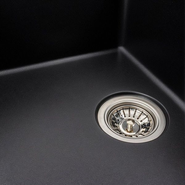 Гранітна мийка для кухні Platinum 6250 ZIRKONE матова Чорна 41600 фото