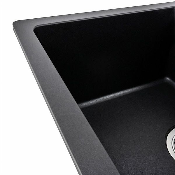 Гранітна мийка для кухні Platinum 6250 ZIRKONE матова Чорна 41600 фото