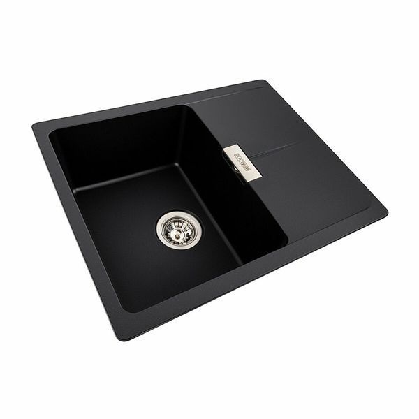 Гранітна мийка для кухні Platinum 6250 ZIRKONE матова Чорна 41600 фото