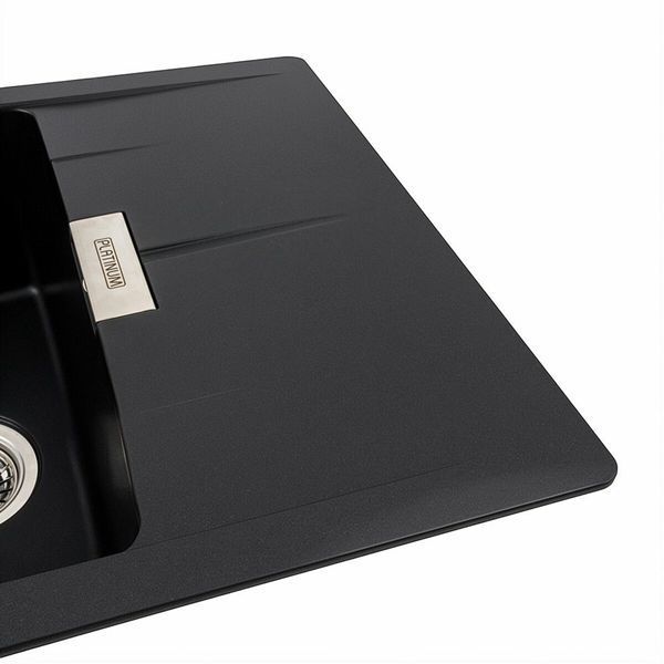 Гранітна мийка для кухні Platinum 6250 ZIRKONE матова Чорна 41600 фото
