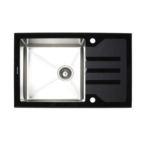 Кухонна мийка Platinum Handmade BLACK GLASS 780x510x200 23644 фото