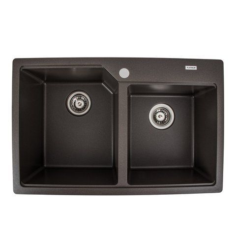 Гранітна мийка для кухні Platinum 7850 HARMONY матова Темна скеля 40398 фото