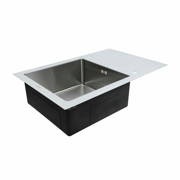 Кухонна мийка Platinum Handmade WHITE GLASS 780х510х200 23645 фото