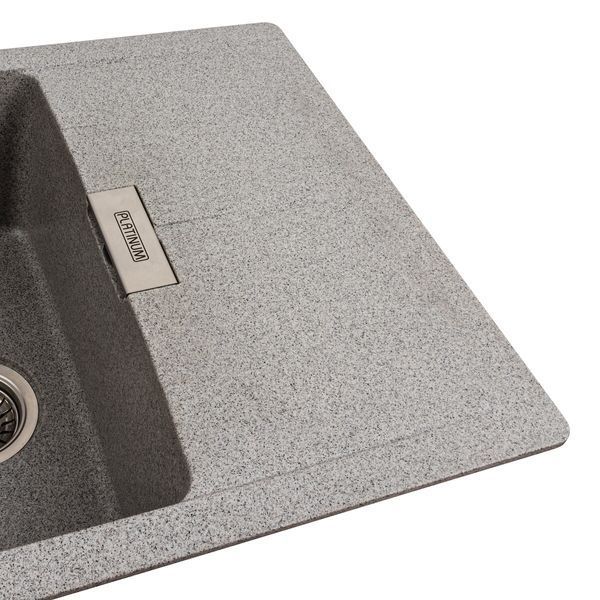 Гранитная мойка для кухни Platinum 6250 ZIRKONE матовый серый 41594 фото