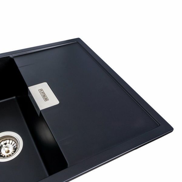 Гранітна мийка для кухні Platinum 8650 DIAMOND матова (чорна) 39829 фото
