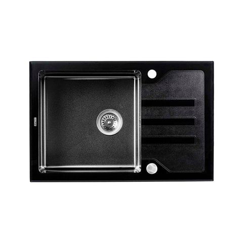 Кухонна мийка Platinum Handmade PVD BLACK GLASS 780х510х200 23646 фото