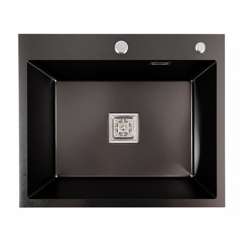 Кухонна мийка Platinum Handmade 60*50 (600x500x230 мм) PVD чорна HSB 37670 фото