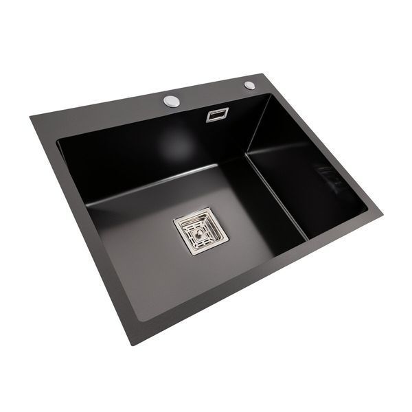 Кухонная мойка Platinum Handmade 60*50 (600x500x230 мм) PVD черная HSB 37670 фото