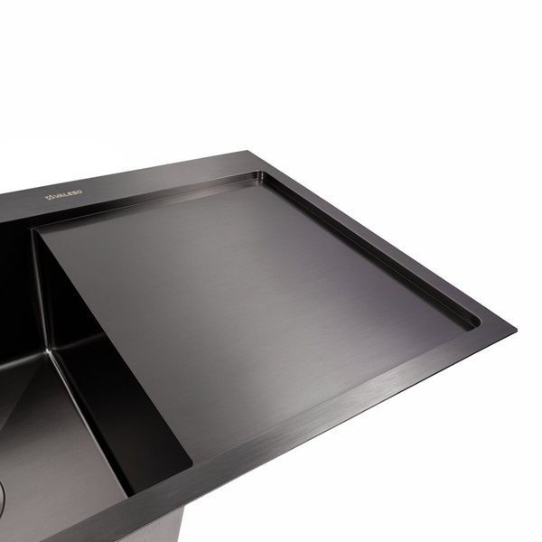 Кухонна мийка CM 78*50 L чорна PVD VALESO Handmade (круглий сифон 3,0/0,8) 45905 фото