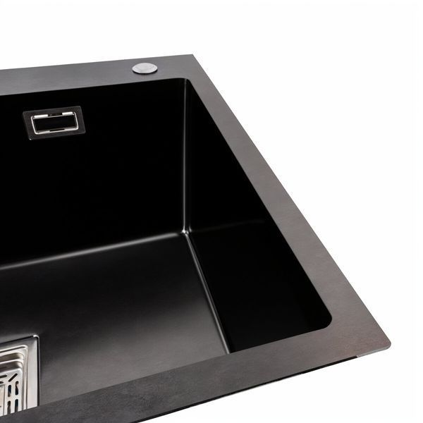 Кухонная мойка Platinum Handmade 60*50 (600x500x230 мм) PVD черная HSB 37670 фото