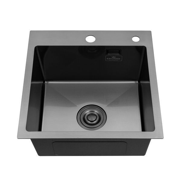 Кухонна мийка Kroner KRP Schwarze - 4545HM PVD (3.0/1.0 мм) CV033856 фото