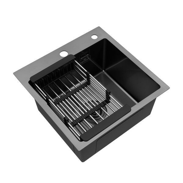 Кухонна мийка Kroner KRP Schwarze - 4545HM PVD (3.0/1.0 мм) CV033856 фото