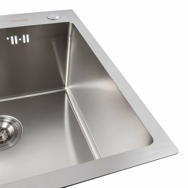 Кухонна мийка 50*50 нержавійка Platinum Handmade (сифон круглий, 3,0/0,8) 42620 фото