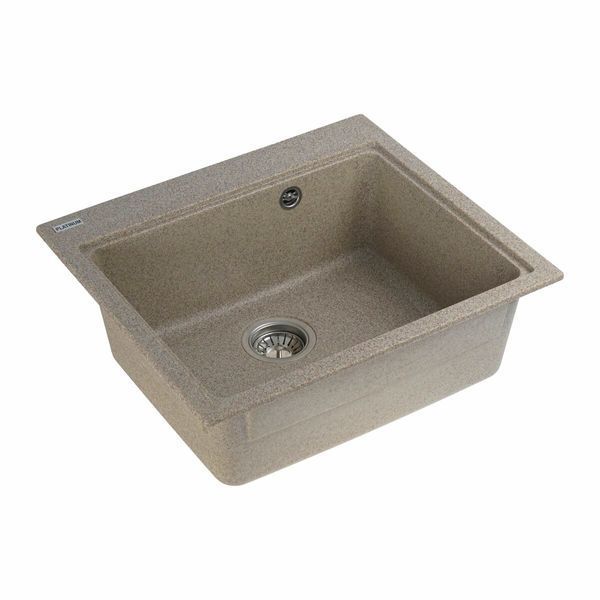 Гранитная мойка для кухни Platinum 5852 VESTA матовая Карамель 3525 фото